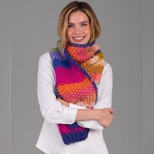 Anthropologie SAACHI Cozy Rainbow Stripe Knitted Chunky Scarf